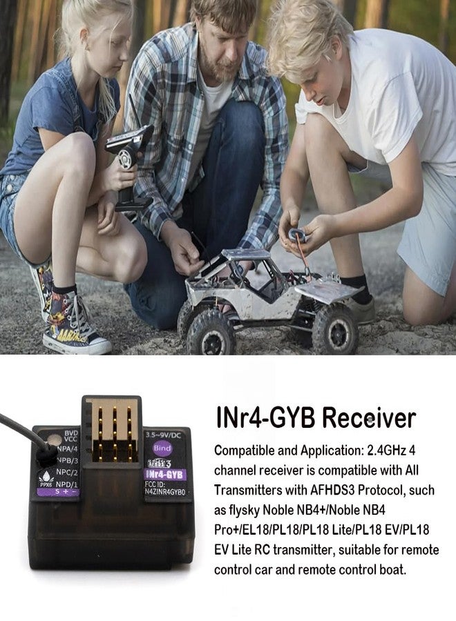 GoolRC Flysky INr4-GYB Receiver, 2.4GHz 4 Channels AFHDS 3 Receiver Single Antenna PWM/PPM/i-BUS2/S.Bus/i-Bus Data Output Compatible with Flysky Noble NB4+ NB4 Pro+ RC Transmitter for RC Car Boat - Image 3